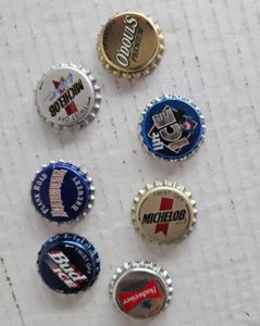 Lot of 7 Vintage Twist Off Beer Unpressed Bottle Cap Promotional Pin Pinback - Picture 1 of 4