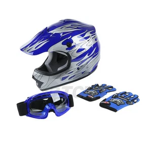 Youth ATV Helmet Goggles Gloves DOT Kids Children Dirt Bike Full Face S M L XL - Picture 1 of 19