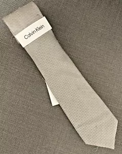 Calvin Klein Men's Neck Tie Taupe Geo Silk/Nylon Blend NWD - Picture 1 of 5