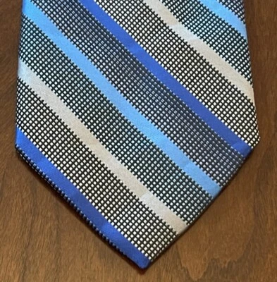 Apt. Gravata masculina 9 azul cinza 100% poliéster feita na China - Imagem 1 de 4