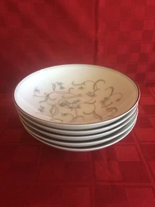 Noritake Alicia 5762 5-1/2" (5) Fruit/Dessert Bowls-Blue Flowers/Platinum Trim - Picture 1 of 5