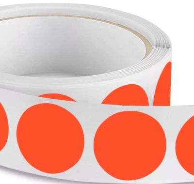 Pastas de avistamiento autoadhesivas Dayglo rojas de 1" (rollo de 1000), ENVÍO GRATUITO Foto 1 de 2