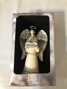 St Nicholas Square Peace Love Friends Angel Ornament Silver Wings - Picture 1 of 2