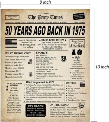 Decorações de aniversário de 50 anos para mulheres ou homens, decoração de mesa vintage elegante, 50º Bir - Imagem 1 de 4