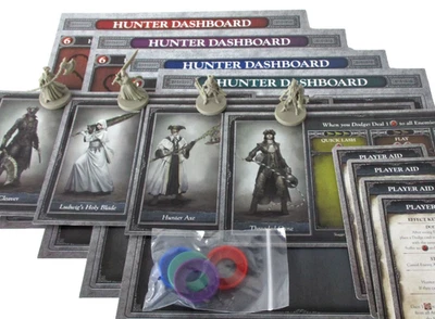 BLOODBORNE: The Board Game 4x HUNTER Minis & Cards NEW!! - Image 1 of 4