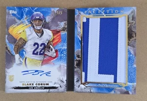 2024 Topps Inception Blake Corum Blue Rookie Genesis Auto Relic Book Card /5 - Picture 1 of 3