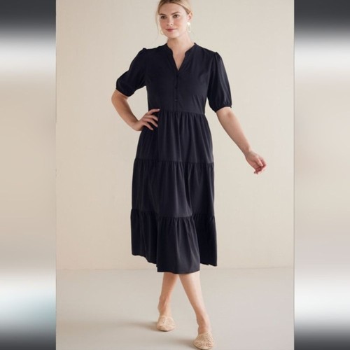 VETEMENTS Morbidi Dintorni Claudia lNero Abito Midi Med Minimalista Tranquillo Lusso Cottage