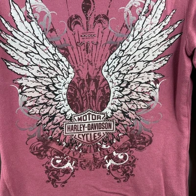 Harley Davidson Sudadera con Capucha Cremallera Sudadera Motociclista Rosa Estrás Talla Pequeña Foto 1 de 4