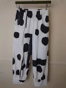 Pantaloni crop Naya @ Sahara gamba a palloncino taglia 1 UK 10 nero bianco tasche comode - Foto 1 di 14