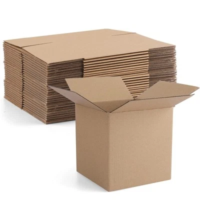 Eupako 4x4x4" Cardboard Box Mailers 25 Pack Brown Cube Corrugated Small Shipping - Image 1 of 4