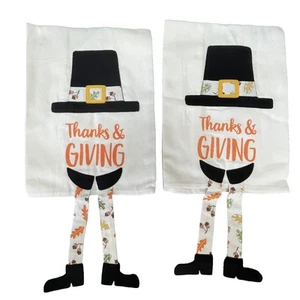 Temptations Tea Towels Thanksgiving Pilgrim Dangle Feet Decorative Cute Gift - Picture 1 of 9