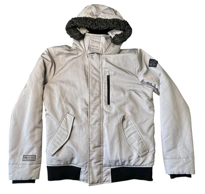 Hollister Mens “The All-Weather Collection" Grey Bomber Jacket  Faux Fur Medium - Image 1 of 4