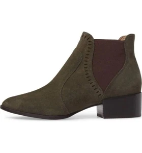 Klub Nico Zafira Forest Green Gore Side Oxford Block Heel Chelsea Ankle Boots - Picture 1 of 3