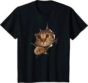 Sweet Kitten Torn Cloth - Funny Cat Lover Cat Owner Youth Unisex T-shirt - Picture 1 of 8