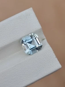 Aquamarine Light Blue Asscher Cut Natural Loose Faceted Untreated Unheated - Picture 1 of 5