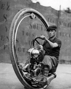 One Wheel Motorcycle Vintage 8x10 Reprint Of Old Photo - Picture 1 of 1