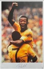 Pele SIGNED 1970 Brazil Poster with PROOF & CoA Big Blue Tube Limited Edition