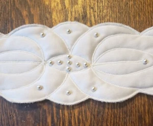 Belt WHITE Beaded/Pearls CUMMERBUND STYLE Tie Ends - Picture 1 of 5