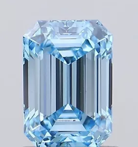 IGI Certified Lab Grown CVD Diamond Emerald Fancy vivid blue 1.00Ct Color VS2 - Bild 1 von 10