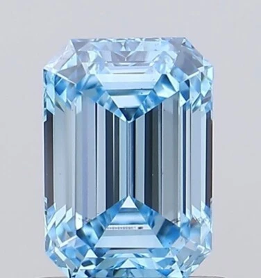 IGI Certified Lab Grown CVD Diamond Emerald Fancy vivid Blue 1.00Ct Color VS2 - Image 1 of 4