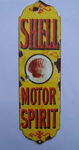 RETRO STOVE ENAMEL SHELL MOTOR SPIRIT SIGN DOOR FINGER PLATE GARAGE WORKSHOP - Picture 1 of 5