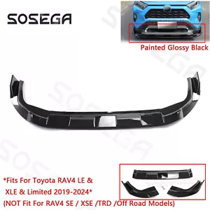Glossy Black For Toyota RAV4 LE XLE Limited 2019-2024 Front Bumper Lip Splitters - Picture 1 of 10