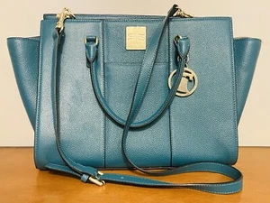 Sylvia Noster Teal Leather We The People Shoulder Bag Purse NWOT - Picture 1 of 10