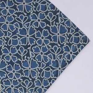 1 Yards Hand Block Ikat Print Cotton Handmade Dabu Indian Fabric Natural Indigo - Picture 1 of 7
