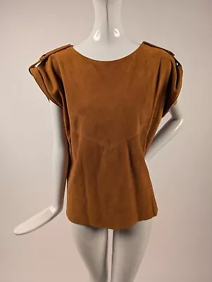 ВИНТАЖНЫЙ ЗАМШЕВЫЙ ТОП 1970-Х С ВКЛАДКОЙ НА ПЛЕЧАХ - Изображение 1 из 4