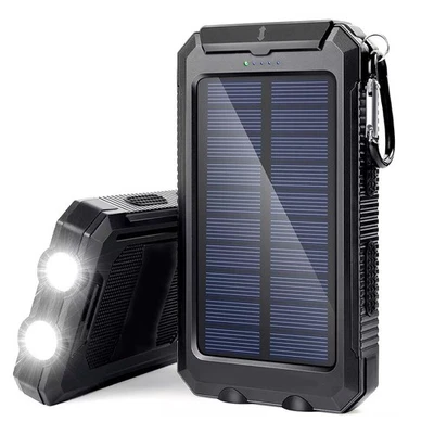 Banco de energía solar 9000000 mAh cargador portátil con linterna/brújula para teléfono celular Foto 1 de 4