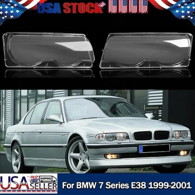 For BMW E38 740iL 750iL 7-series 1999-2001 Front Headlight Lens Headlamp Covers Foto 1 de 4