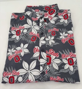 The Oval Ohio State Buckeyes SS Mens Hawaiian Shirt Red,Gray,White Sz XXL - Picture 1 of 5