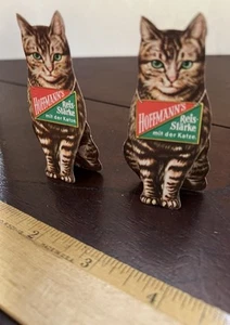 Standing Cats Vintage Advertising (2) Hoffmann's Reis Starke, Green Eye Tiger - Picture 1 of 4