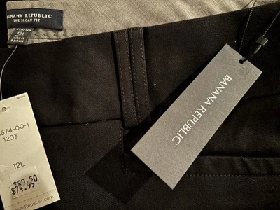 Pantalones largos para mujer Banana Republic Sloan Fit acampanados tiro bajo negros elásticos 12 nuevos con etiquetas Foto 1 de 4