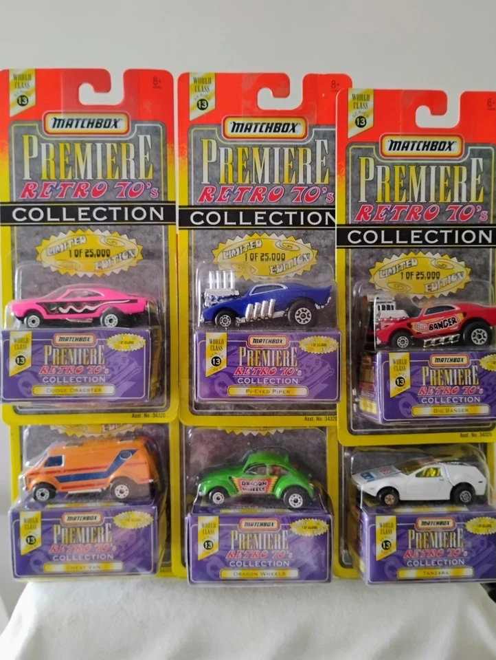 Juego de 6 coches retro Matchbox Premiere Series #13 1997 vintage años 70 1 25.000 cada uno Foto 1 de 4