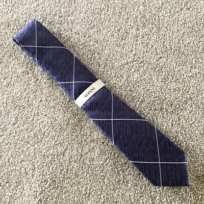 Corbata de cuello ajustada Alfani para hombre rejilla púrpura Foto 1 de 3