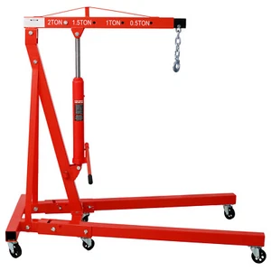 2 Ton Folding Engine Hoist Cherry Picker Shop Crane Hoist Lift w/6 Caster Wheels - Picture 1 of 13