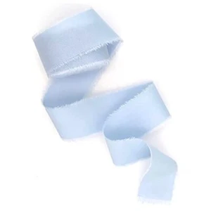 3 inch wide 5 yds frayed edges handmade cotton ribbon 3" x 5 yds Light blue - Picture 1 of 4