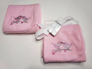 NEW Koala Baby Pink Birds Branch Thermal Waffle Weave Receiving Blanket Set Of 2 - Picture 1 of 4