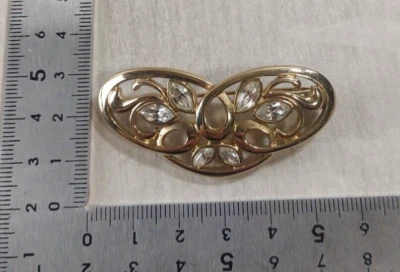 Ancienne broche en métal doré, Pierre Lang - Photo 1/4