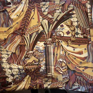 VTG 80s Chintz Fabric Chatelane Overture Tassels Brown Wine HUGE Scale BTY A8 - Picture 1 of 8
