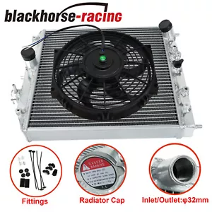 3 Row Aluminum Core Radiator & 10" Slim Pull Push Cooling Fan For Civic Integra - Picture 1 of 11