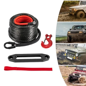 23809lb 92ft 1/2" Synthetic Winch Cable Winch Rope W/ Hook fit Atv, Suv - Picture 1 of 11