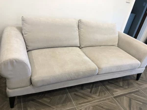 2 Seater Couch Grey Light Fabric - Picture 1 of 4