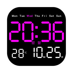 LED Large Digital Wall Clock Remote Control Temperature Date Week Display Adjust