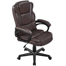 Executive Office Chair Lumbar Support Adjustable PU Leather Computer Chair Brown