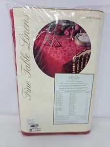 Lenox Home For The Holidays Fine Table Linens Holly Jacquard 60" x 144" Oblong - Picture 1 of 4