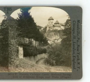 Carlstein Castle Medieval Stronghold Prague Bohemia Keystone Stereoview - Picture 1 of 3