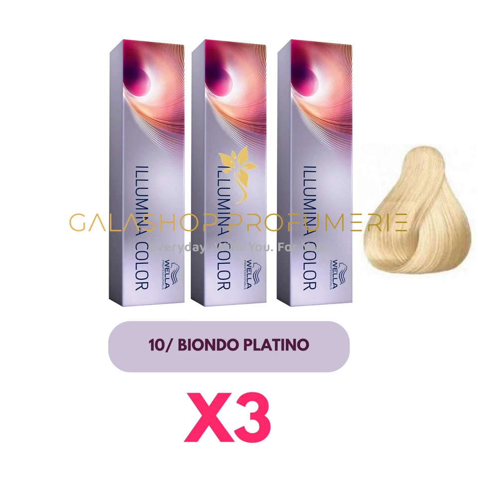X3 Wella Illumina Color 10 Blonde Platinum Color No Ammonia Hair Dye - Image 1 of 1