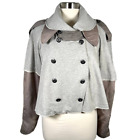Mariagrazia Panizzi Double Collared Jacket 44 / L Gray Tan Patchwork Cropped